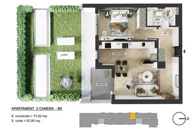 Apartament cu 2 camere semidecomandat, mobilat în Central
