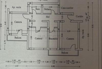 Apartament 3 camere la etajul 2, decomandat! Zona Petrom Manastur! - 11