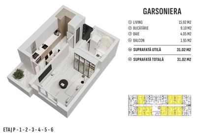Vanzare Garsoniera decomandata-32 mp-Bucatarie inchisa-Militari-Proiect nou - 15