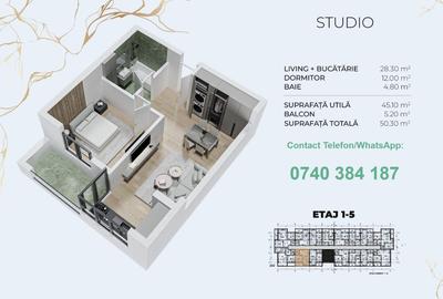 Apartament tip Studio 50.3mp - Metrou Berceni - Proiect Nou - 4