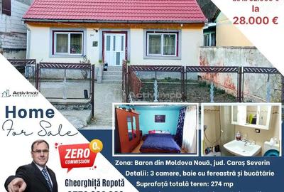 Casă cu 3 camere cu Teren 274 Mp în Moldova Nouă - 1