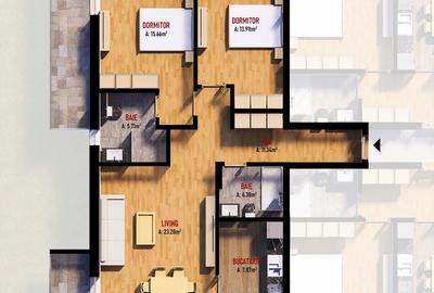 Apartament cu 3 camere, mobilat în Fundeni