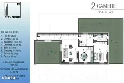 Apartament cu 2 camere în Tunari