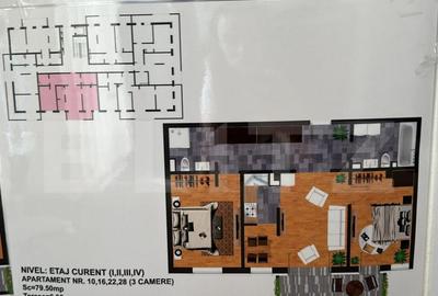 Apartament 3 camere, 64 mp, terasa, Centura - 2