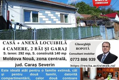 MOLDOVA NOUA, zona centrala, Casa 4 camere, 2 bai si garaj - 20