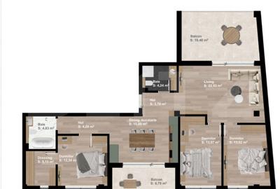 Apartament cu 4 camere semidecomandat în Central - 1