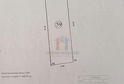 Teren 998 mp, deschidere 57,7 m, pret 95 euro/mp zona Rezide - 2