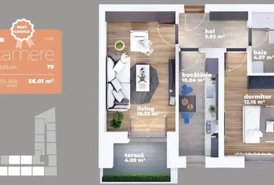 Apartament cu 2 camere decomandat în 1 Decembrie 1918 - 2