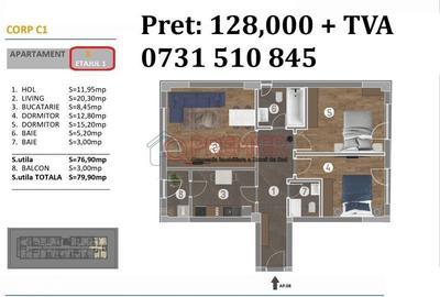 Apartament cu 3 camere în Metalurgiei - 2