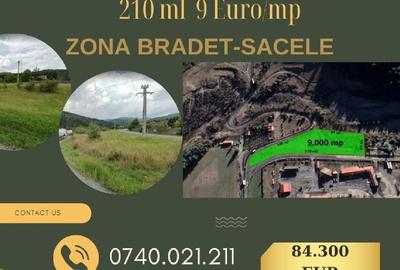 Zona Bradet - Teren - 9.000  mp - Deschidere - 210 ml - 9 Euro/mp, Sacele