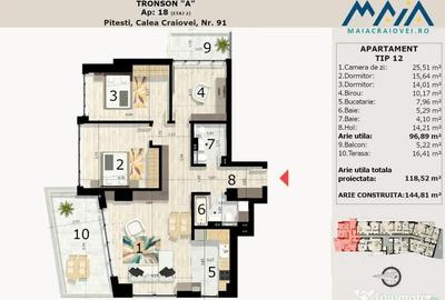 Apartament cu 3 camere decomandat în Craiovei - 1