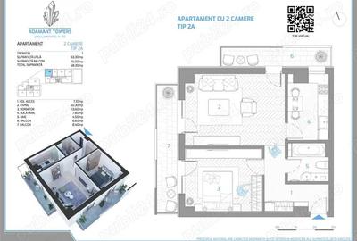 Adamant Towers apartament 2 camere decomandat, 68mp FINALIZAT - 12