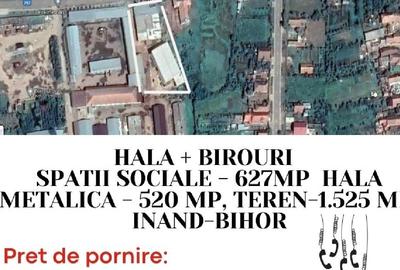 Hala + Birouri + Spatii sociale - 627mp - Hala metalica -  520 mp + Teren-1