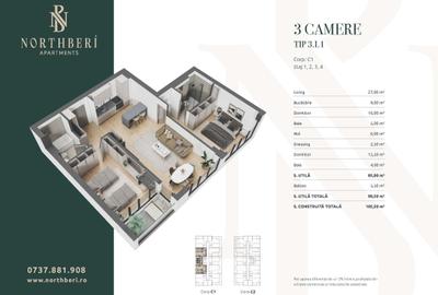 Apartament 3 camere-NORTHBERÍ, Str. Jandarmeriei - 10