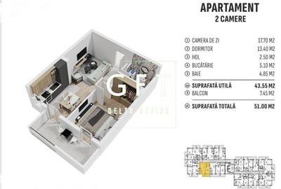 Apartament cu 2 camere decomandat în Centura - 2