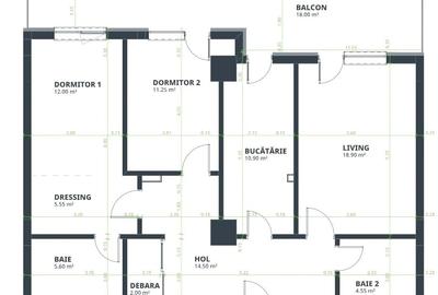 Apartament 3 camere, 103 mp, 2 bai, dressing, finisaje premium, Nicolina - 3