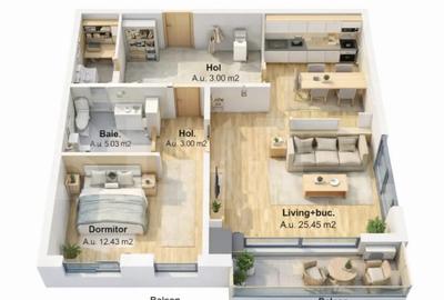 Apartament cu 2 camere semidecomandat în Ampoi 3
