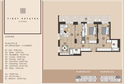 Apartament 3 camere cu loc de parcare subteran inclus in pret - 1