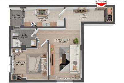 Apartament cu 2 camere decomandat în Central - 1