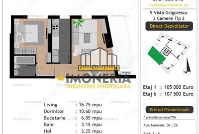 9 Vista Grigorescu - 0% Comision - 300 m Metrou, 750 m IOR View aerisit - 2