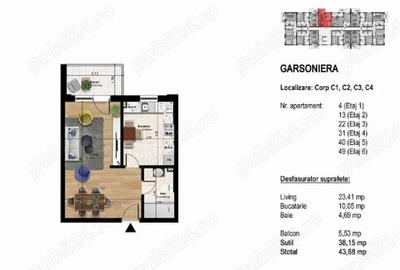 Garsonieră decomandată în Central