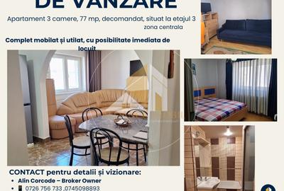 Apartament cu 3 camere decomandat, mobilat în Central - 1