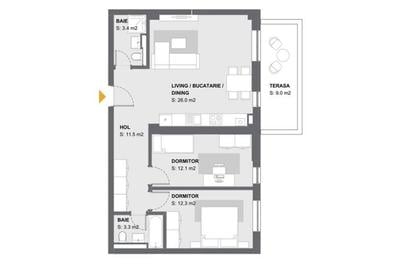 Apartament cu 3 camere nedecomandat în Aradului - 2