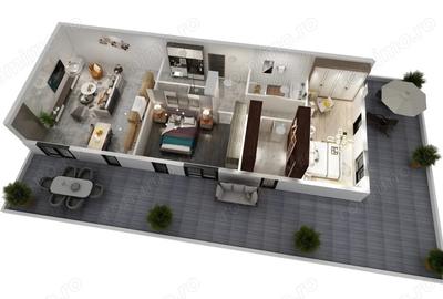 PENTHOUSE 4 camere 102mp utili, cu terasa panoramica de 88mp, bloc nou - 4
