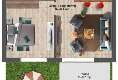 Studio dublu, bloc nou Copou-Gradina Botanica, parter cu gradina privata - 2