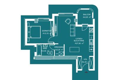 Apartament cu 2 camere semidecomandat în Sud-Vest