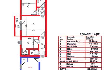 3 cam, 72 mp, 2 bai, 2 balcoane, etaj 4 cu acoperis, str. Arcului