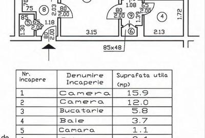 Apartament cu 2 camere nedecomandat în Barbu Văcărescu