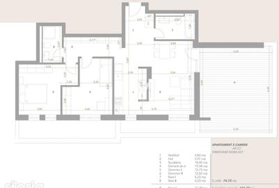 Apartament cu 3 camere în Aeroport - 1