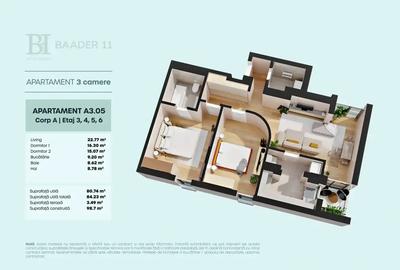 Apartament cu 3 camere si terasa generoasa