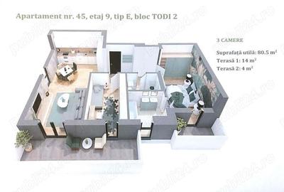 Vand Cesionez promisiune vanzare-cumparare Apartament 3 camere, Tip E,Cartier Ateneo, Torontalului - 1