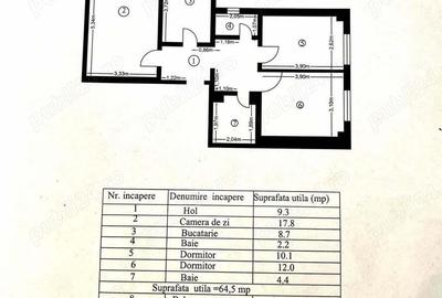 Apartament 3 camere Babadag etaj-3 cu BOXA privata 24mp - 1