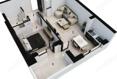 Apartament cu 2 camere nedecomandat în Central