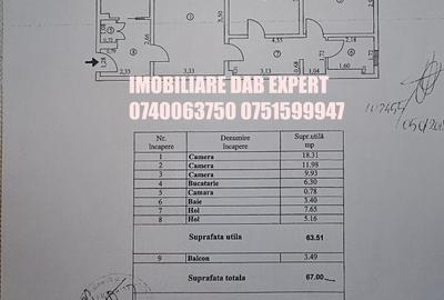Apartament cu 3 camere decomandat în Țiglina 3 - 5