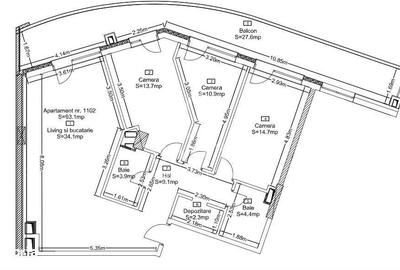Apartament cu 4 camere în Est - 2