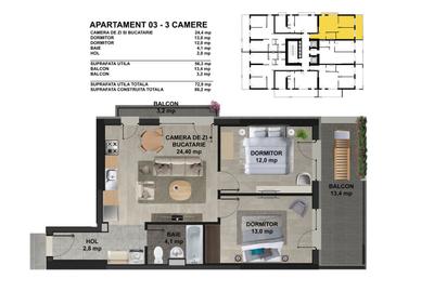 Apartament cu 3 camere în Dobroești - 1