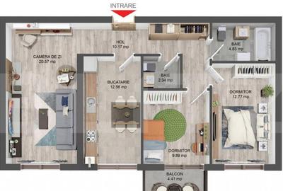 Apartament 3 camere, 74 mp, decomandat, zona Pictor Brana - 1