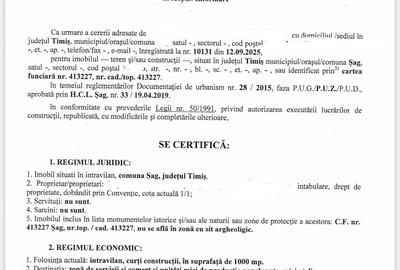 Teren intravilan - 1000 mp, Șag, județul Timiș - pt servicii,comert,productie - 2