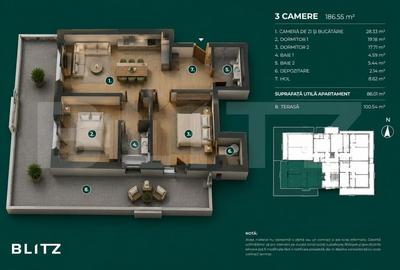 Apartament cu 3 camere semidecomandat în Bună Ziua - 1