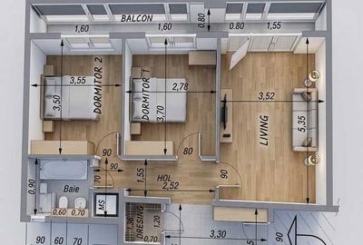 Apartament cu 3 camere decomandat, mobilat în Giurgiului