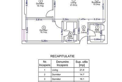 Apartament cu 3 camere semidecomandat în Central - 4