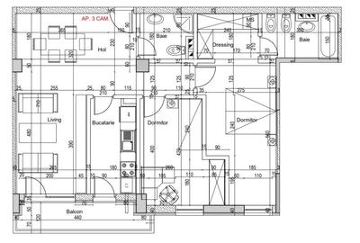 Apartament cu 3 camere semidecomandat în Republicii