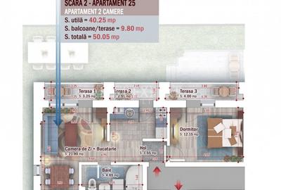 Apartament cu 2 camere semidecomandat în Titan