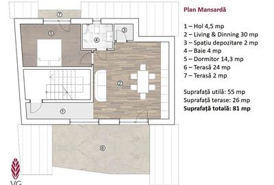 Apartament 2 camere, terasa 23mp, imobil tip vila, singur pe etaj - 3