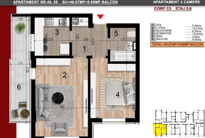 Apartament cu 2 camere decomandat în Popești-Leordeni