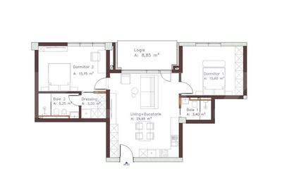 Apartament semifinisat, 3 camere, 2 bai, terasa si parcare zona Piata Abator - 8